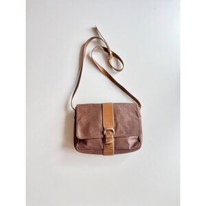 Vintage COURREGES Brown Lizard Embossed Leather Crossbody Bag Purse